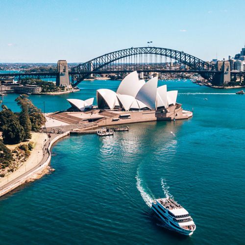 Sydney Opera House and Harbour Bridge from the air