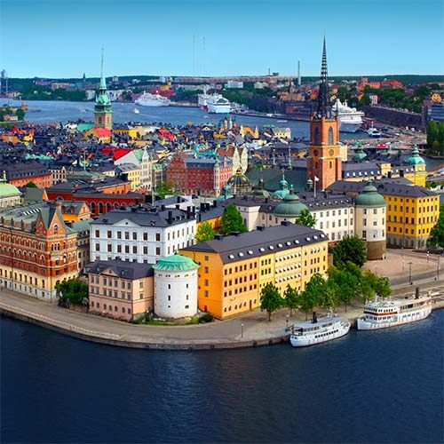 Gamla Stan old town on the water in Stockholm, Sweden