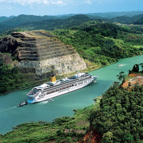 Cruise ship transiting the Panama Canal